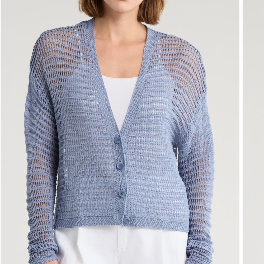Blue Open-Knit Women's Sweater